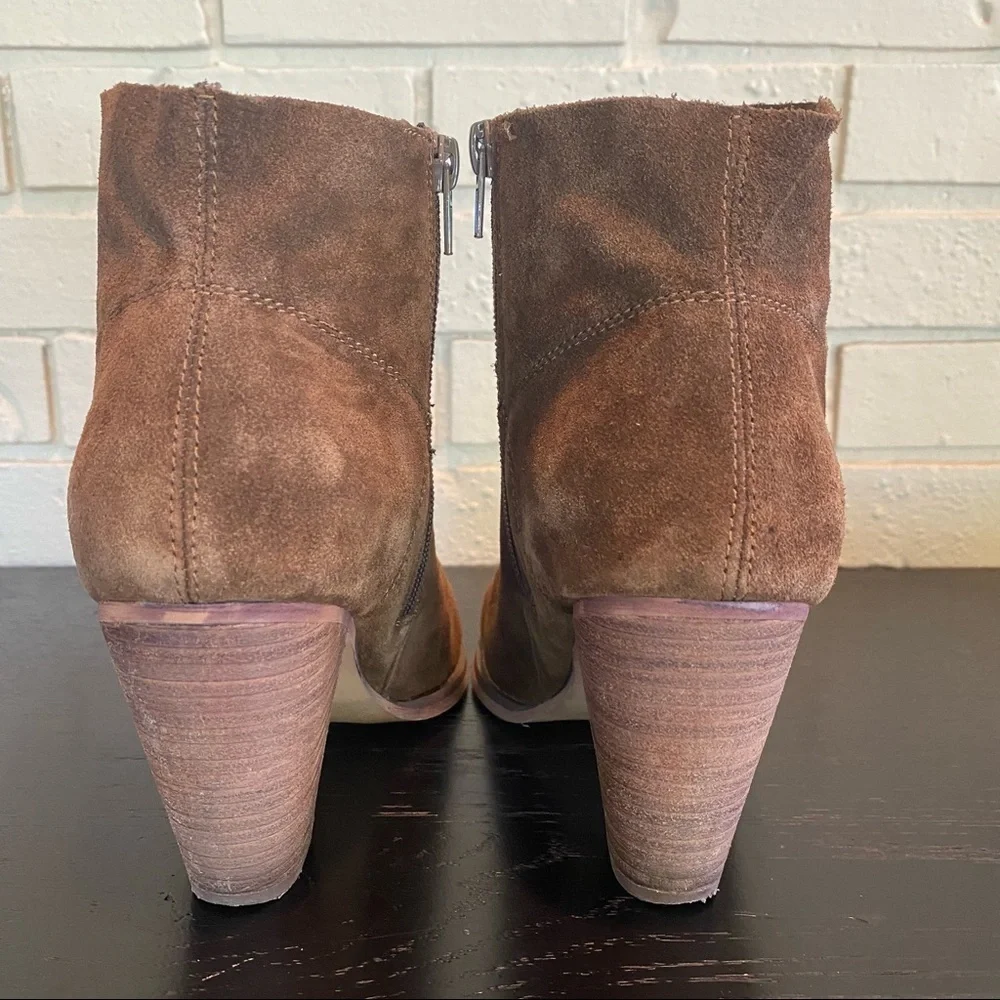 Sole Society Alexi Womens Wedge Bootie Ankle Boots Brown Suede Size 8.5
